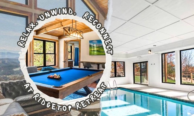 Sevierville Cabina | Ridgetop Cabin Retreat w Pool, Hot tub & Theater
