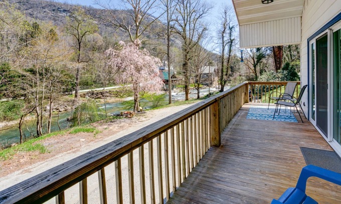 Bat Cave Casa | Rocky Riverside Escape with hot tub & game room in Bat Cave/Chimney Rock!