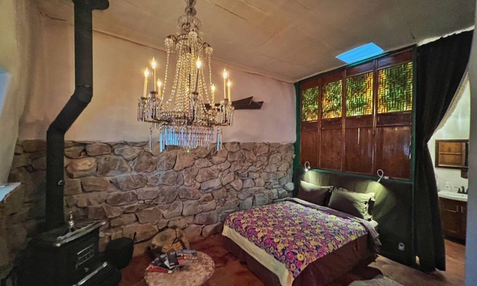 Cerrillos Casa | Romantic, Rock Carriage House, Hot Tub, Woodstove, Kitchen on Historic Property