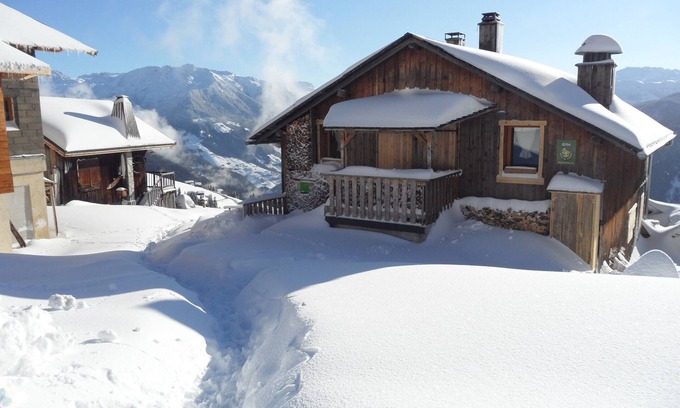 Bisanne 1500 Cabaña | Chalet rústico en las pistas, vista excepcional del Mont Blanc