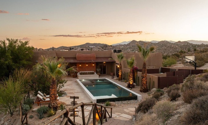 Yucca Valley Casa | Saguaro Ridge by Fieldtrip | Palm Tree Oasis | Pool & Yoga Deck