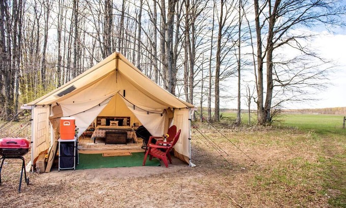 Otsego County Casa | Scenic Northern Michigan Glamping Tent on a Regenerative Farm