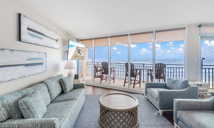 Port Aransas Condominio | Sea Gull # 609L: frente a la playa de 1 habitación y 1 baño con vistas espectaculares y administración las 24 horas