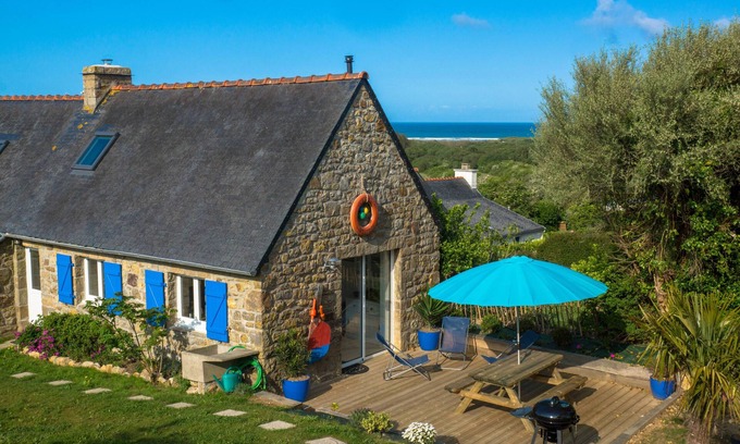 Crozon Casa | Vista al mar casa de piedra entre Crozon Camaret Wifi, jardín cerrado y luminoso