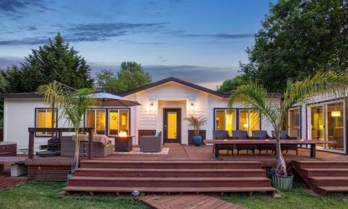 Monte Rio Casa | Secluded Modern Farmhouse with Fireplaces, Alfresco Hot Tub & Firepits