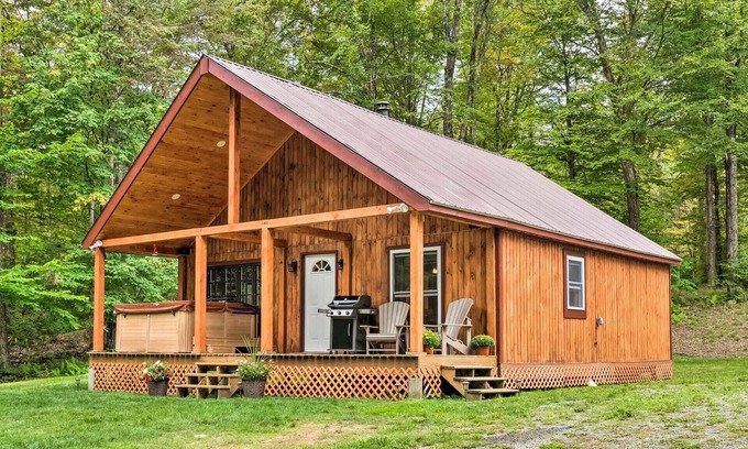 Victory Cabina | Secluded VT Cabin w/ Hot Tub, Pond, Trails and WiFi by Elevated Escapes Group
