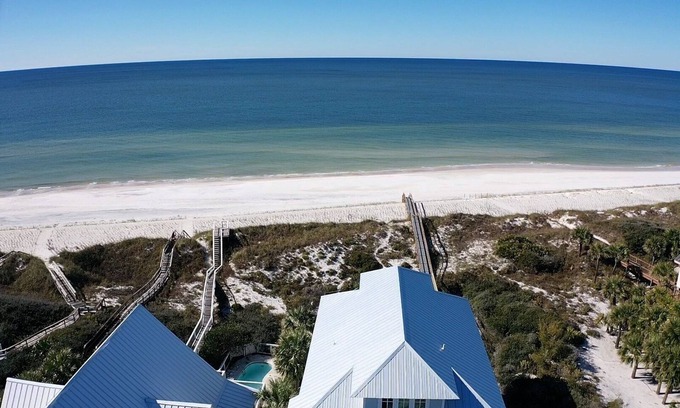 Port St. Joe Casa | Shiny new luxury Gulf front w/ one acre lot, pool, elevator, beach gear