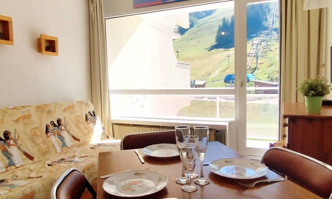 Prapoutel Apartamento | Estudio cabina en las pistas, balcón, en el centro de la estación