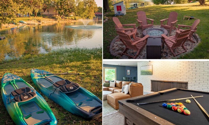 Rockford Casa | Sleeps 22~Hot Tub~Gameroom~Theater~Gym~Lake Views