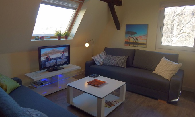 Neuendorf Apartamento | Pequeño loft en el ático - vista directa del Rin