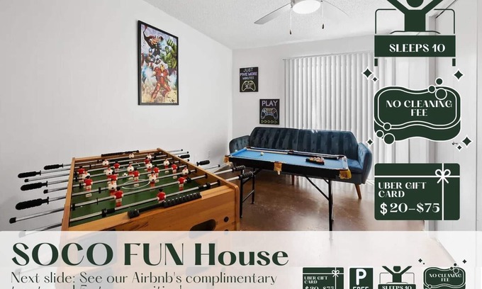 Bouldin Apartamento | SOCO FUN HOUSE |Sleeps 10 |Free Pkg |Downtown