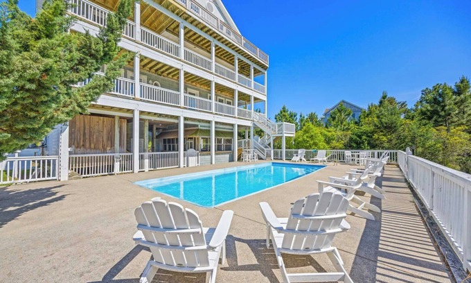 Wind Over Waves Casa | Soundside Dog Friendly w/ Pool, Elevator, Hot Tub, Game and Theater Rooms