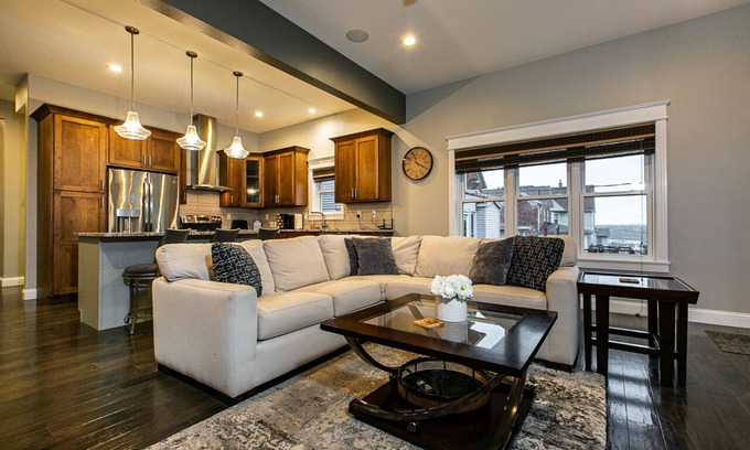 Dubuque Casa | Modern townhome with river views in historic Dubuque!