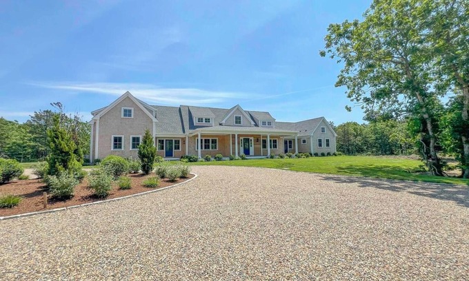 West Tisbury Casa | Spacious 5-Bedroom New House w/ Pool, Spa, Access to Tennis & Deep Bottom Pond