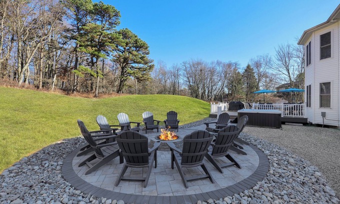 Long Pond Casa | Spacious 6-bedroom Pocono Home with Hot Tub, Game and Theater rooms, Fire Pit!
