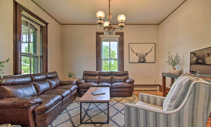 Janesville Casa | Spacious Farmhouse on 200 Acres Along the River