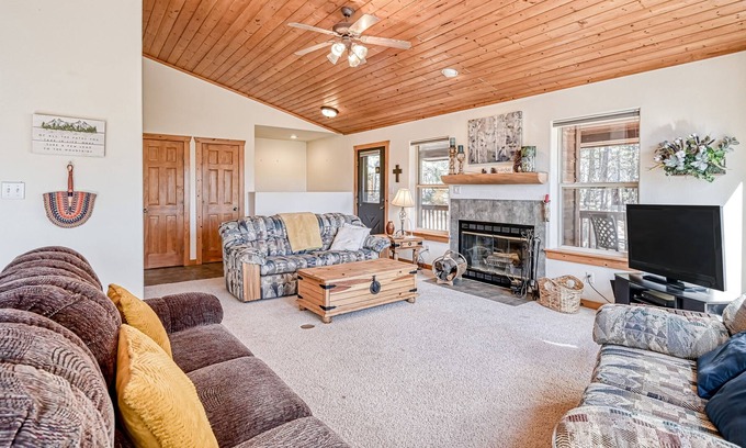 Angel Fire Casa | Spacious Forest Home with WiFi, Wood-Burning Fireplace, W/D, & Mountain View