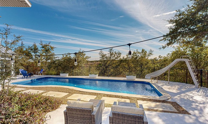 Travis Settlement Casa | Spacious house with full kitchen, private pool, big patio, fire pit and casita