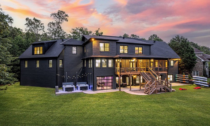 Arley Casa | Spacious Lakefront Estate: 2 Hot Tubs, Dock, Game Room, Sleeps 38, Tennis Court