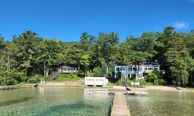 Empire Casa | Spacious Lakefront Retreat w/ 2 Homes, Private Beach, Docks & Amazing Location