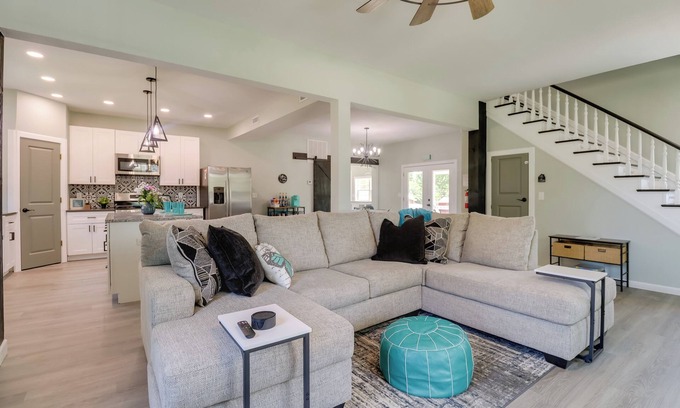 Grove Casa | Spacious Yard, Games & Fire Pit: Grove Home Rental
