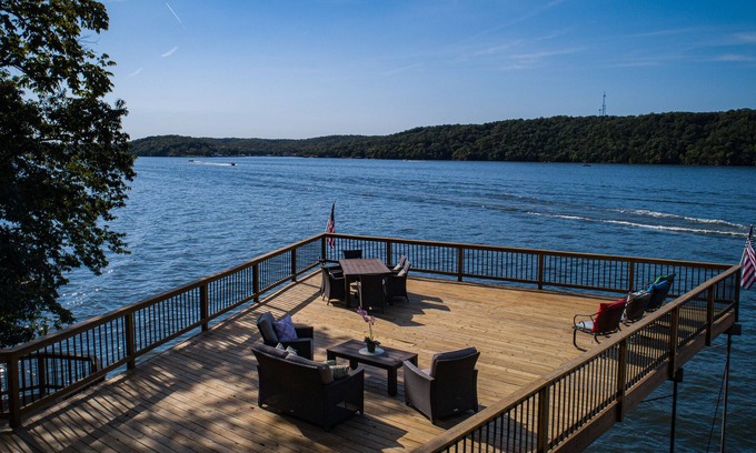 Linn Creek Casa | Spectacular Views! Lakefront Home-Massive Deck on the Main Channel, Sauna & More