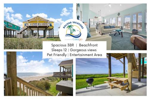 Port Bolivar Casa | Splash Spacious 3BD 3bath Beachfront! Steps to Beach!