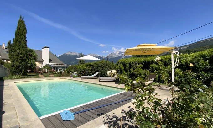 Saint-Jorioz Casa | Prestigiosa villa cerca del lago de Annecy y montañas, piscina, magnífica vista