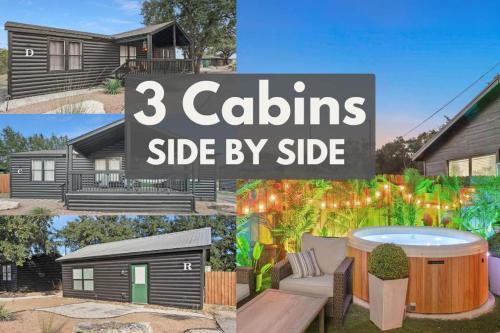 Canyon Lake Casa | Starlight Horizon 3 Cabins with Hot Tub Pet-Friendly Texas Hill Country Group Retreat Near Canyon Lake Pool, Stargazing, Sleeps 20