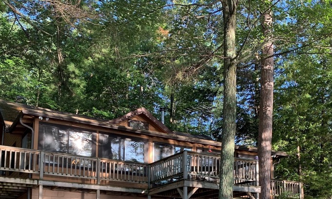 Minocqua Casa | Stony Point Casa del lago en el lago Shishebogoma