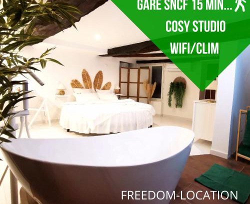 Les Arcs-sur-Argens Apartamento | Studio équipé avec Lit rond/baignoire ilot/Table massage Aux Arcs