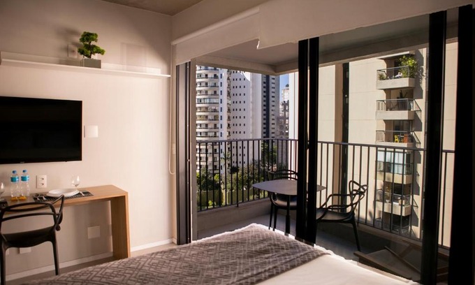 Vila Nova Conceicao Apartamento | Studio 31 m2 com Terraço Parque Ibirapuera Itaim Bibi