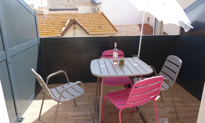 Valras-Plage Apartamento | Estudio n ° 2 con terraza, 4 personas.
