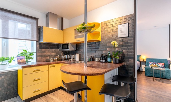 Zemgale Suburb Apartamento | Studio with charmic electric fireplace for a romantic getaway