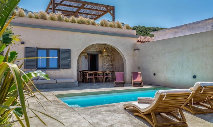 Kalyves Villa | Stunning Seafront Crete Villa | Villa Evander | Private Heated Pool | Panoramic Sea Views | Outdoor Dining Area & BBQ | 3 Bedrooms | Kalyves