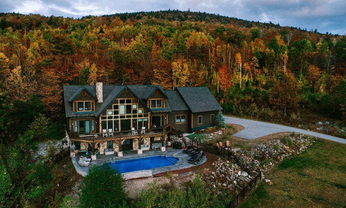 Sunday River Area Casa | Stunning views, luxurious home, heated pool, hot tub, games