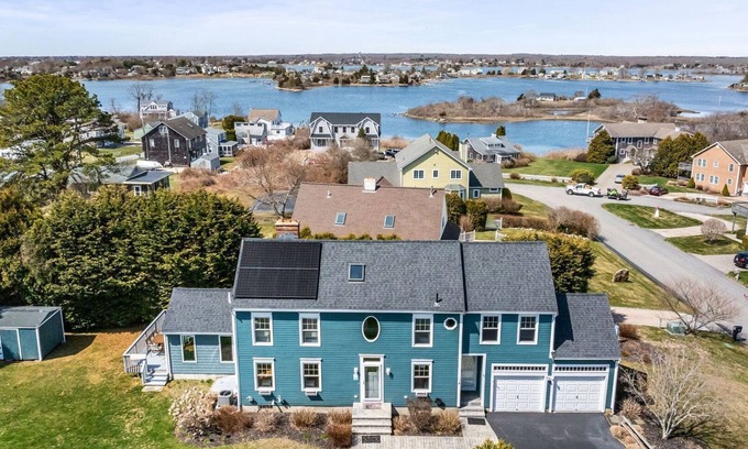 Narragansett Casa | Stylish coastal retreat w/water views, cozy outdoor firepit &shower, alfresco dining&more!