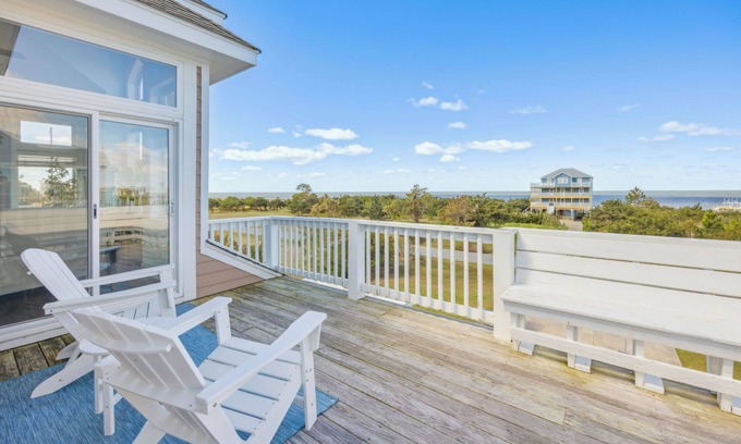 Wind Over Waves Casa | SUMMER SAVINGS Semi-Soundfront Dog Friendly w Pool, Hot Tub, Elevator, Cmty Dock