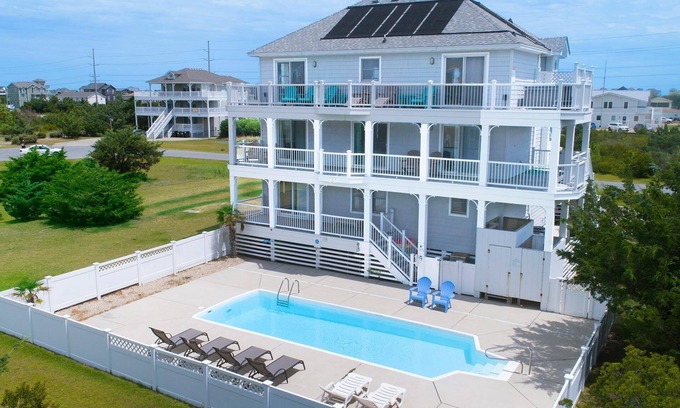 Wind Over Waves Casa | SUMMER SAVINGS - Soundside Home w/ Private Pool, Cabana, Pool Table and More