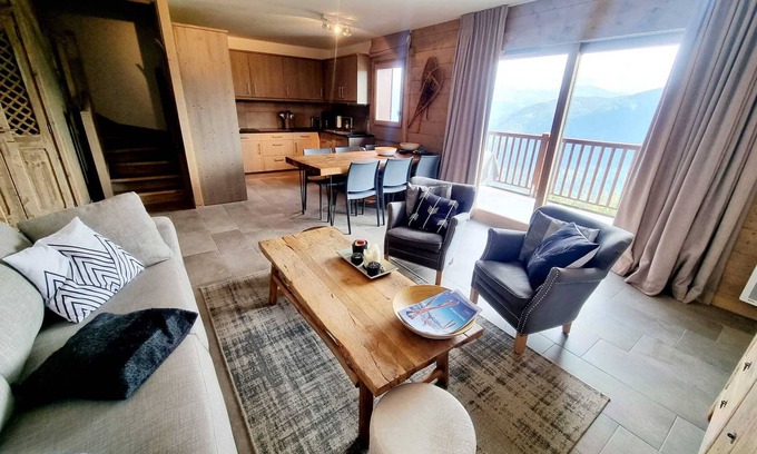 Bisanne 1500 Apartamento | Magnífico dúplex 8 pers, piscina, aparcamiento, Les Saisies