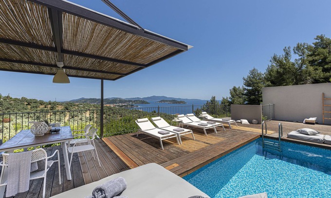 Achladies Villa | Superior 3-bedroom Villa Cassiope With Private Pool and Breathtaking Sea Views