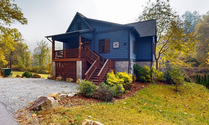 Cullowhee Casa | Take in the natural beauty from this elegant riverfront home