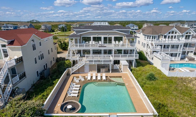 South Nags Head Casa | Take It to the Limit: 16 Bedrooms, oceanfront, pool, elevator, hot tubs, rec room, theater room!