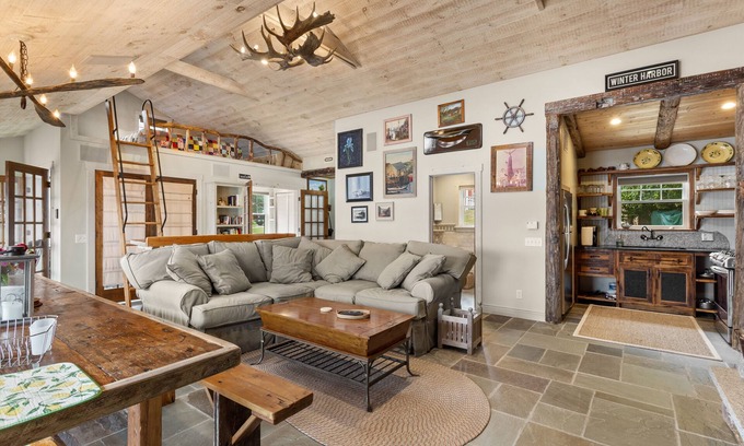 Winter Harbor Cabaña | The Boathouse feet from the ocean, modern farmhouse décor with spectacular views