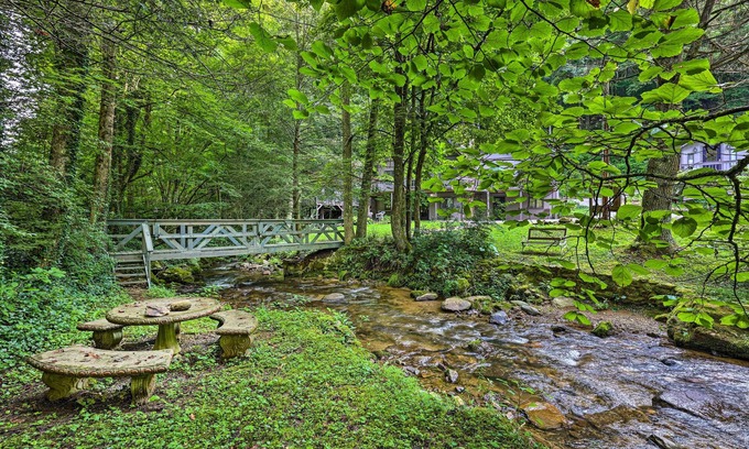 Roan Mountain Cabina | ‘The Chalet Retreat’ Cabin Across from Creek!