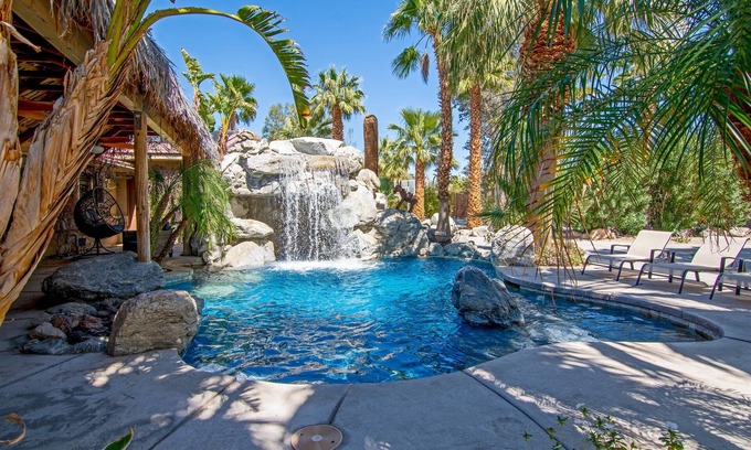 Desert Hot Springs Casa | The Grotto- 5bd/4ba-Waterfalls-Pool-Spa-Games Room-Secluded Acreage