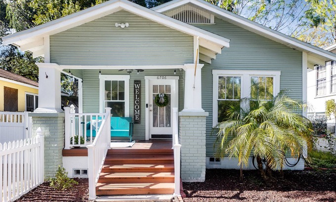 Old Seminole Heights Casa | The Palms Bungalow - Tampa getaway w/Paddle board. Pet-friendly!