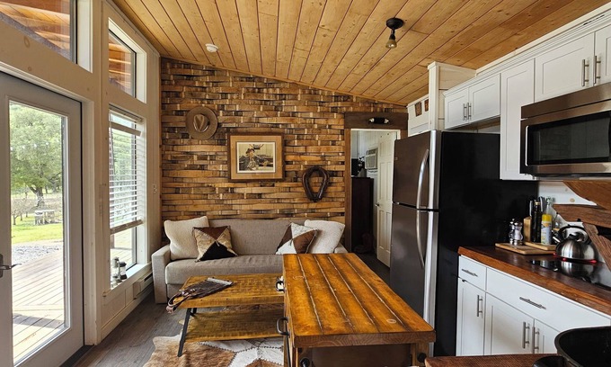 Hollister Cabina | Tiny Home Cabin. Farm animals. National Parks., The Pinnacles & Hollister Hills
