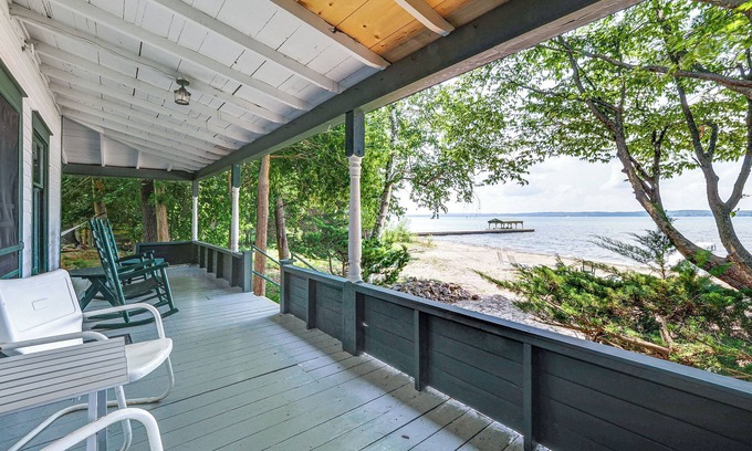 Alden Cabaña | Torch Lake Getaway w/ Private Beach + Boat Dock!