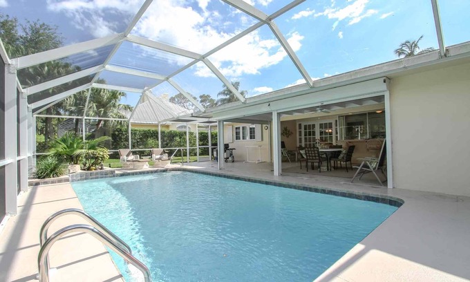 Coquina Sands Casa | Proyectado en Lanai con piscina climatizada y comedor-2 bloques hasta el hotel Naples Beach / Golfo de México-Coquina Sands